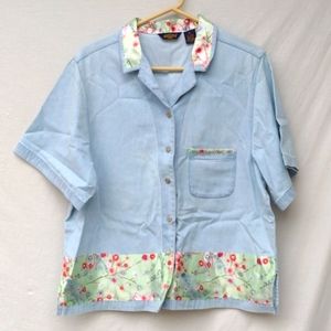Shaver Lake Blue Chambray Button Up Top - XL